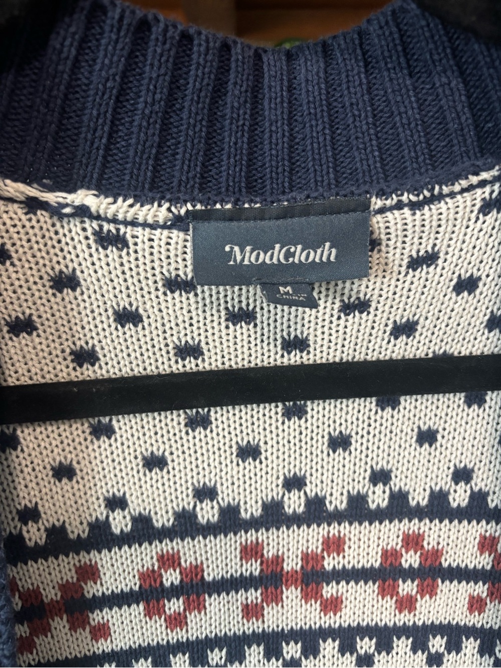 Modcloth Fair Isle Long Line Open Front Cardigan Sweater | Medium - Picture 3 of 6